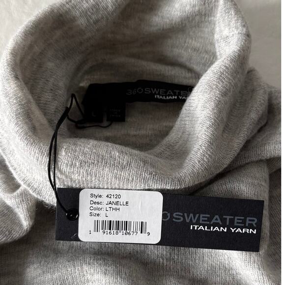New 360 SWEATER Janelle Fitted Turtleneck in Light Heather Grey Women's Size L - Picture 6 of 12